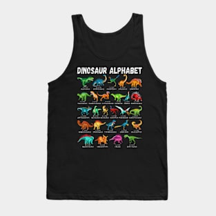 Types Of Dinosaurs Alphabet AZ ABC Dino Identification Tank Top